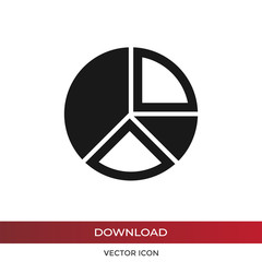 Pie chart icon vector. Simple pie chart sign in modern design style for web site and mobile app. EPS10