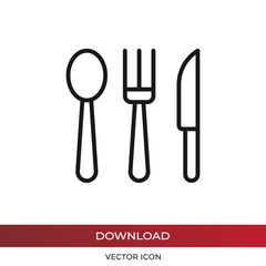 Spoon, fork and knife icon vector. Simple spoon, fork and knife sign in modern design style for web site and mobile app. EPS10