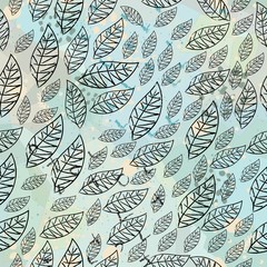 Seamless Pattern with Hand Drawn Leafs. Scandinavian Style. Vector Illustration