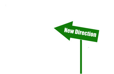 New Direction arrow vector business concept on simple white background for pause, stop, and change direction.