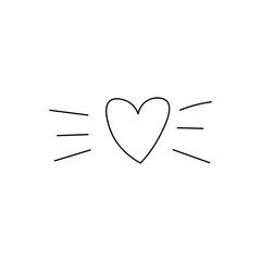 Hand drawn sparkling heart flat vector icon isolated on a white background.Valentine's day heart icon.