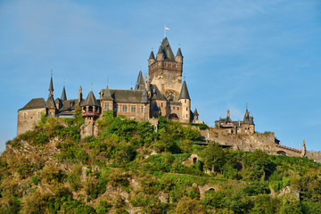 Beautiful Reichsburg castle on a hill in Cochem, Germany