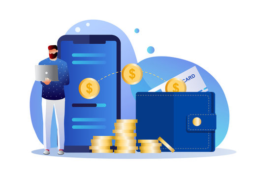 Online Money Transfer, Mobile Payments Illustration Concept