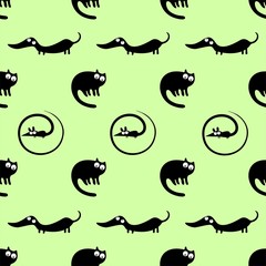 Funny cat, dog and mouse seamless pattern
