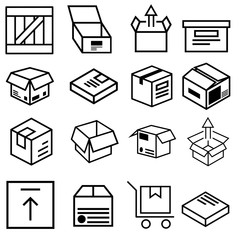 Container vector icon set. Delivery illustration sign collection.  Packaging symbol.