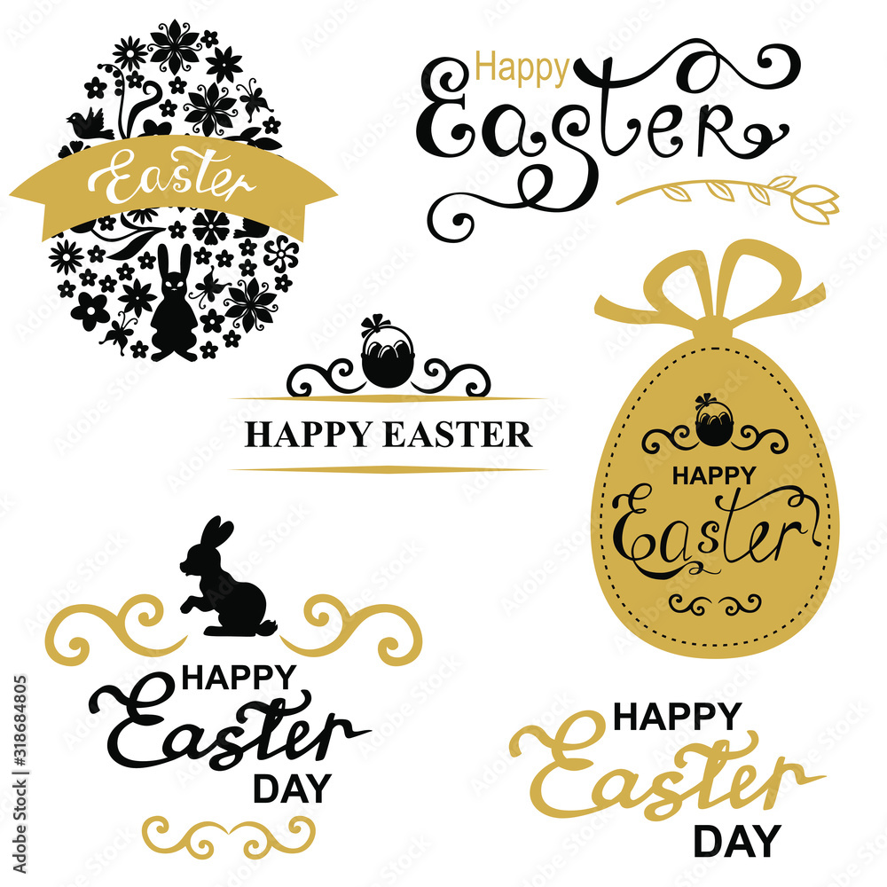 Poster Vector illustrations of Easter decorative greeting icon set