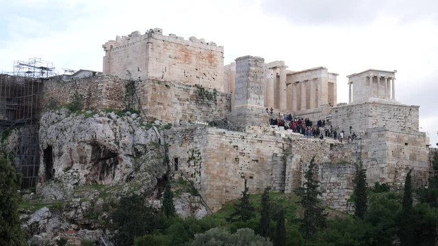 The Propylaea, the monumental gateway to the Acropolis of Athens. Greece, Europe