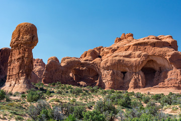 Double Arch is a close-set pair of natural arches in Arches National Park in southern Grand County, Utah, United States, that is one of the more known features of the park
