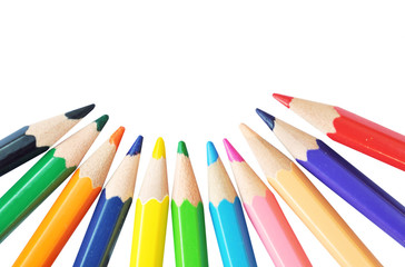 colored pencils isolated on white background for design