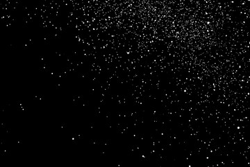 Fototapeta premium White Grainy Texture Isolated On Black Background. Dust Overlay. Light Coloured Noise Granules. Snow Vector Elements. Digitally Generated Image. Illustration, Eps 10.