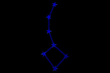 Blue constellation Ursa Minor on a black background. The scheme of the constellation of blue sequins.