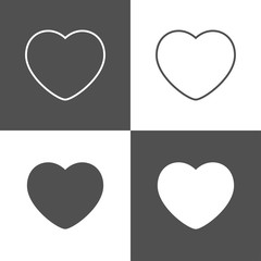 Flat love icon template on white and gray background, vector illustration