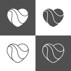 Flat love icon template on white and gray background, vector illustration