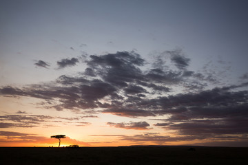 Beautiful Sunset and dramatic clouds at Masai Mara