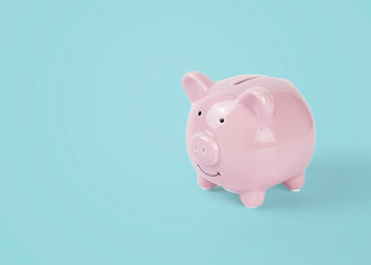 Pink Piggy Bank isolated on background