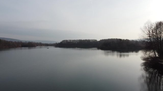 Drone flight over lake in Germany