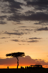 Fototapeta na wymiar Dramatic clouds during Sunset at Masai Mara