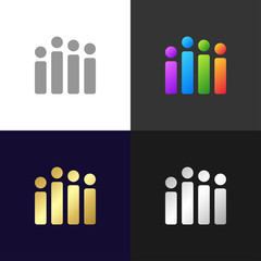 Set of people group and social connection icons and logo, vector illustration