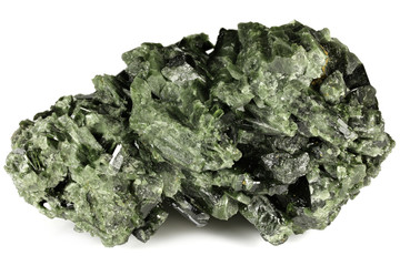 epidote from Balochistan, Pakistan isolated on white background