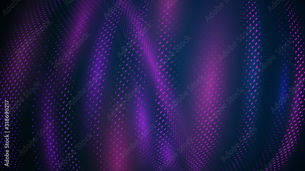 Poster vector. dark blue abstract geometric background. color dynamic waves with glow effect. soft red-viol
