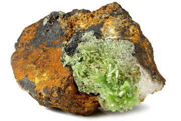 pyromorphite from Daoping Mine, China isolated on white background
