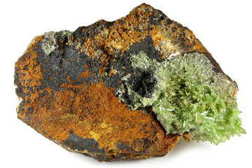 pyromorphite from Daoping Mine, China isolated on white background