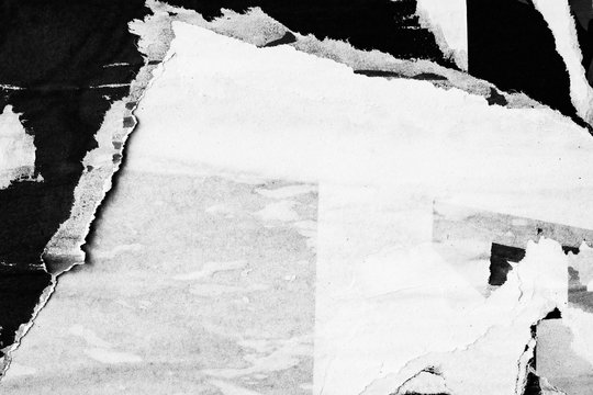 Old ripped torn posters textures backgrounds grunge creased crumpled paper vintage collage placards empty space text backdrop surface