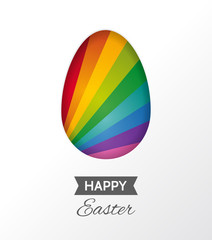 Fototapeta na wymiar Happy easter greeting card. Colored egg with the inscription