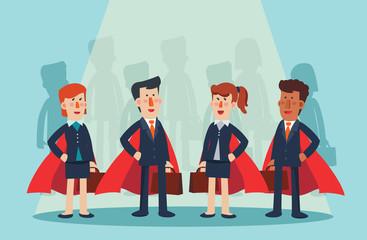 Successful, smiling businessman and business woman. Vector illustration of business characters