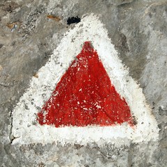 red and white hiking trail signs symbols