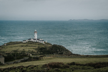 lighthouse on the background of the Atlantic Ocean