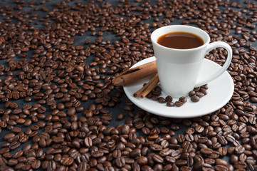 Breakfast with aromatic black coffee