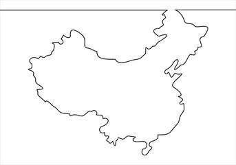 map of china line- continuous line drawing