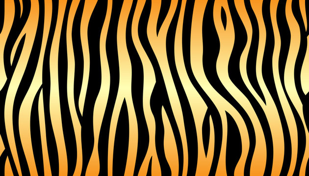animal skin, tiger stripes, abstract pattern, line background print, fabric. Amazing hand drawn vector illustration.Black and orange gradient repeat seamless