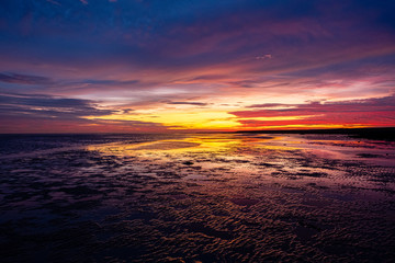 Fototapeta na wymiar Beautiful Sunset Wadden Sea World Heritage