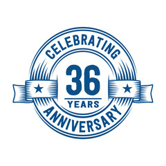 36 years logo design template. 36th anniversary vector and illustration.