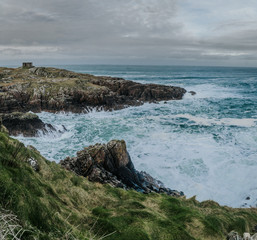 Fototapeta na wymiar rocks atlantic ocean waves splashing ocean landscape