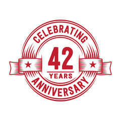 42 years logo design template. 42nd anniversary vector and illustration.