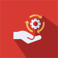 Hand with gear icon - management vector sign