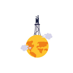 Refinery over world with smoke vector design