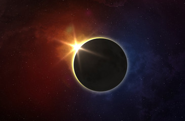 Obraz na płótnie Canvas Solar Eclipse and nebula.