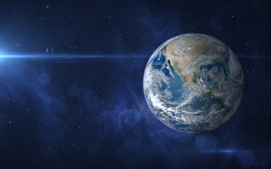 Earth, nebula and Sunlight.
