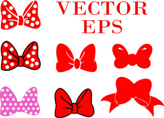 Set of bows. colored bow set. Vector illustration