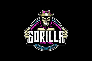 aggressive king gorilla cartoon character logo