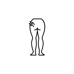 pelvis, thigh pain line icon on white background