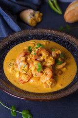 Bowl of shrimp prawn curry
