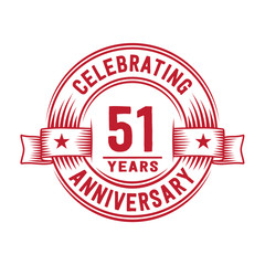 51 years logo design template. 51st anniversary vector and illustration.