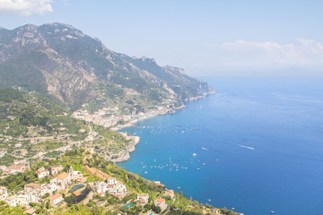Panoramic view to the Amalfi coast from the Villa Cimbrone, Italy