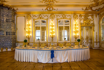 The interior of the Catherine Palace, Tsarskoye Selo, St Petersburg