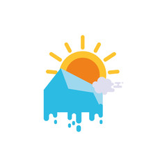 Isolated sun and melted ice vector design
